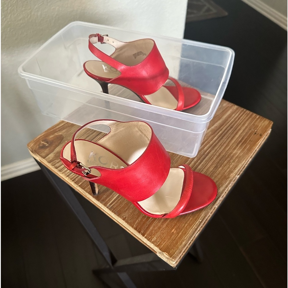 Michael Kors | Genuine Leather Red Cage Strappy Heel Stiletto Sandals 6 *NEW*